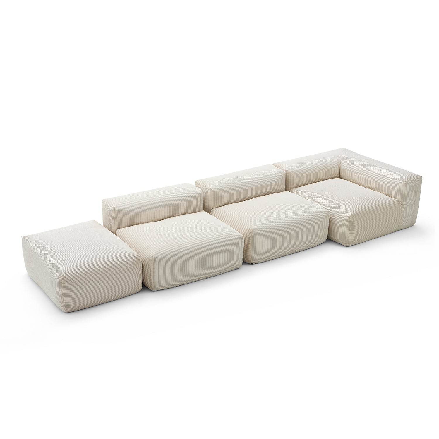 Mellow Half-Closed Sectional with Ottoman - Valyouweho