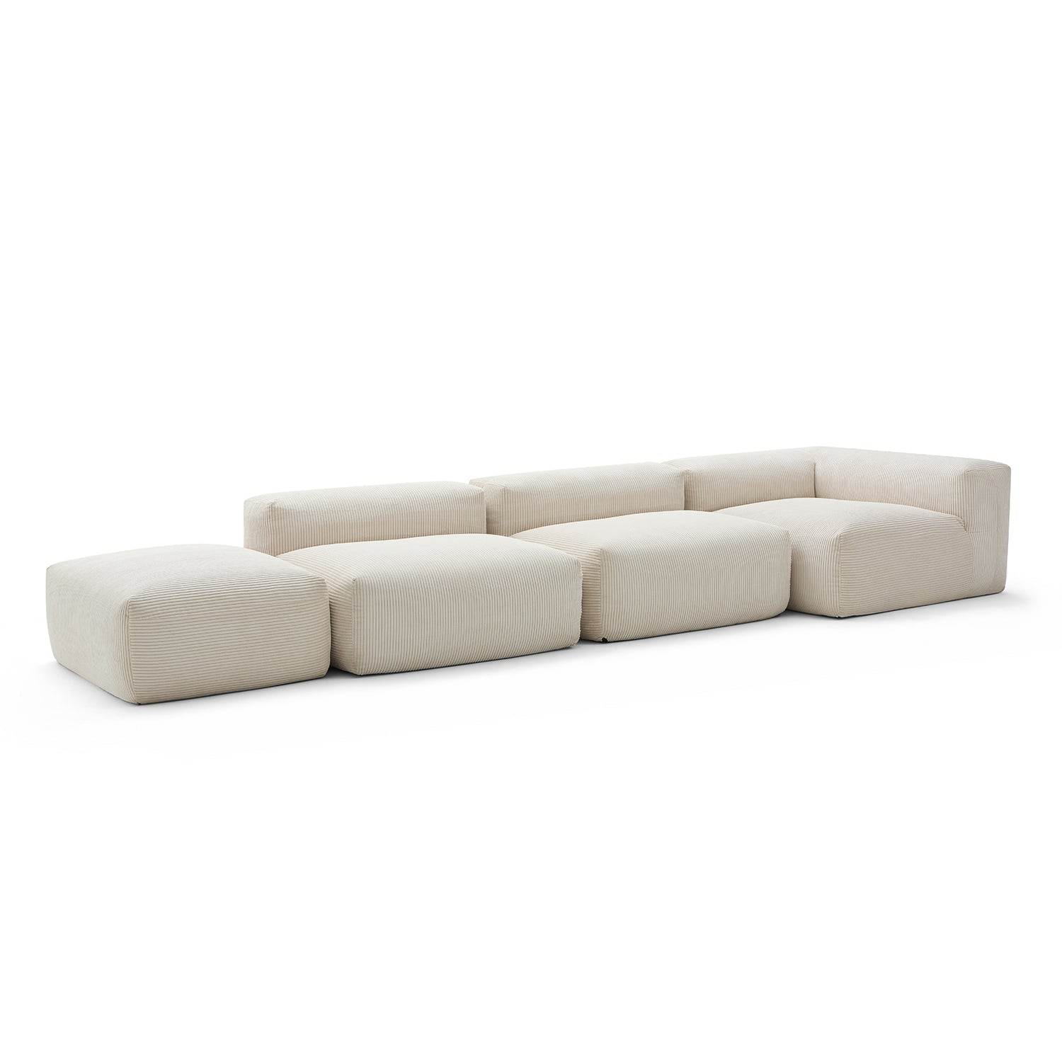 Mellow Half-Closed Sectional with Ottoman - Valyouweho