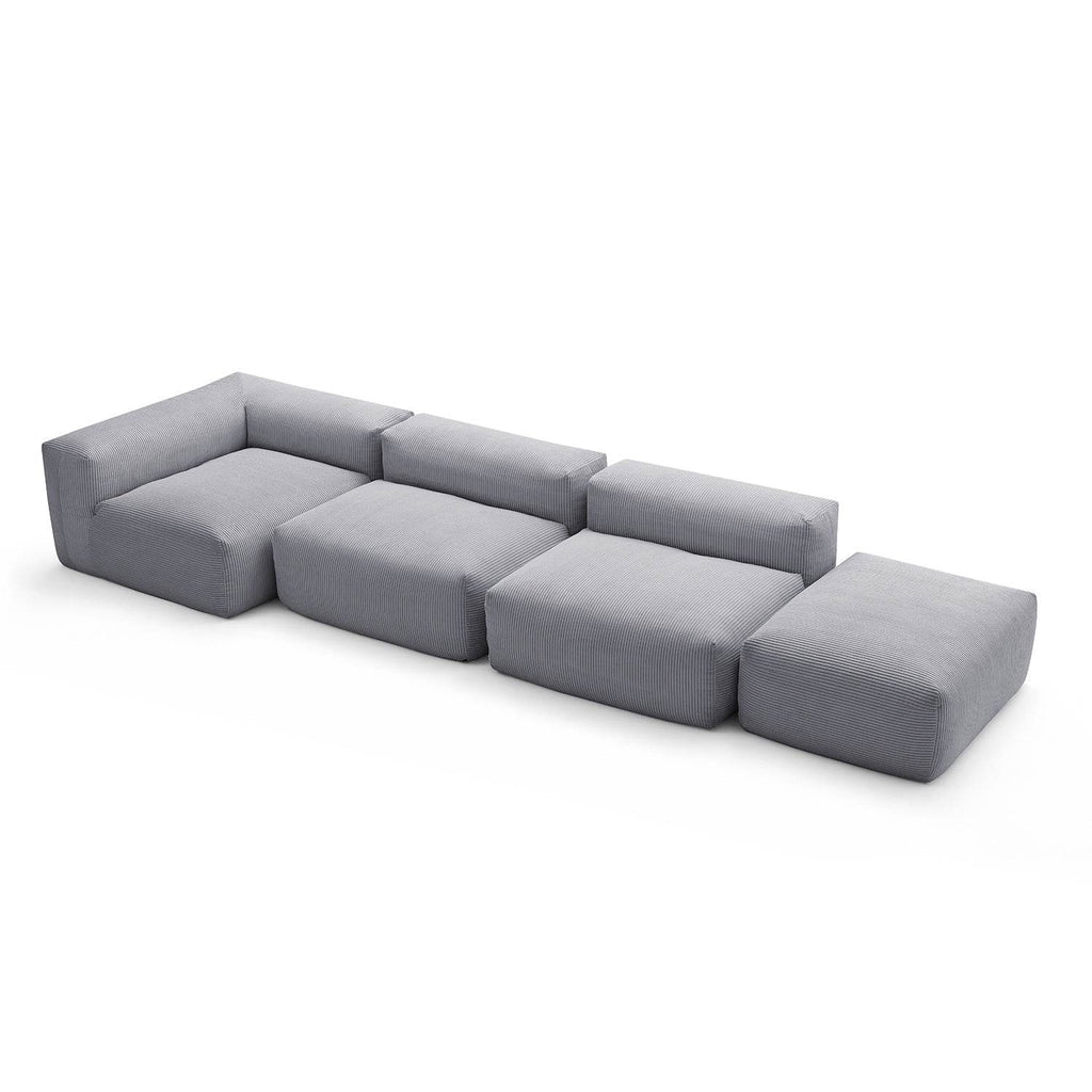 Mellow Half-Closed Sectional with Ottoman - Valyouweho