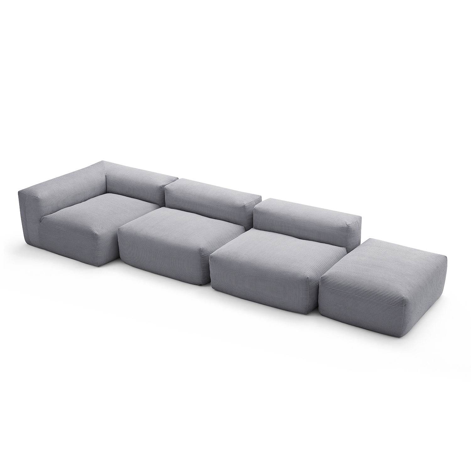 Mellow Half-Closed Sectional with Ottoman - Valyouweho