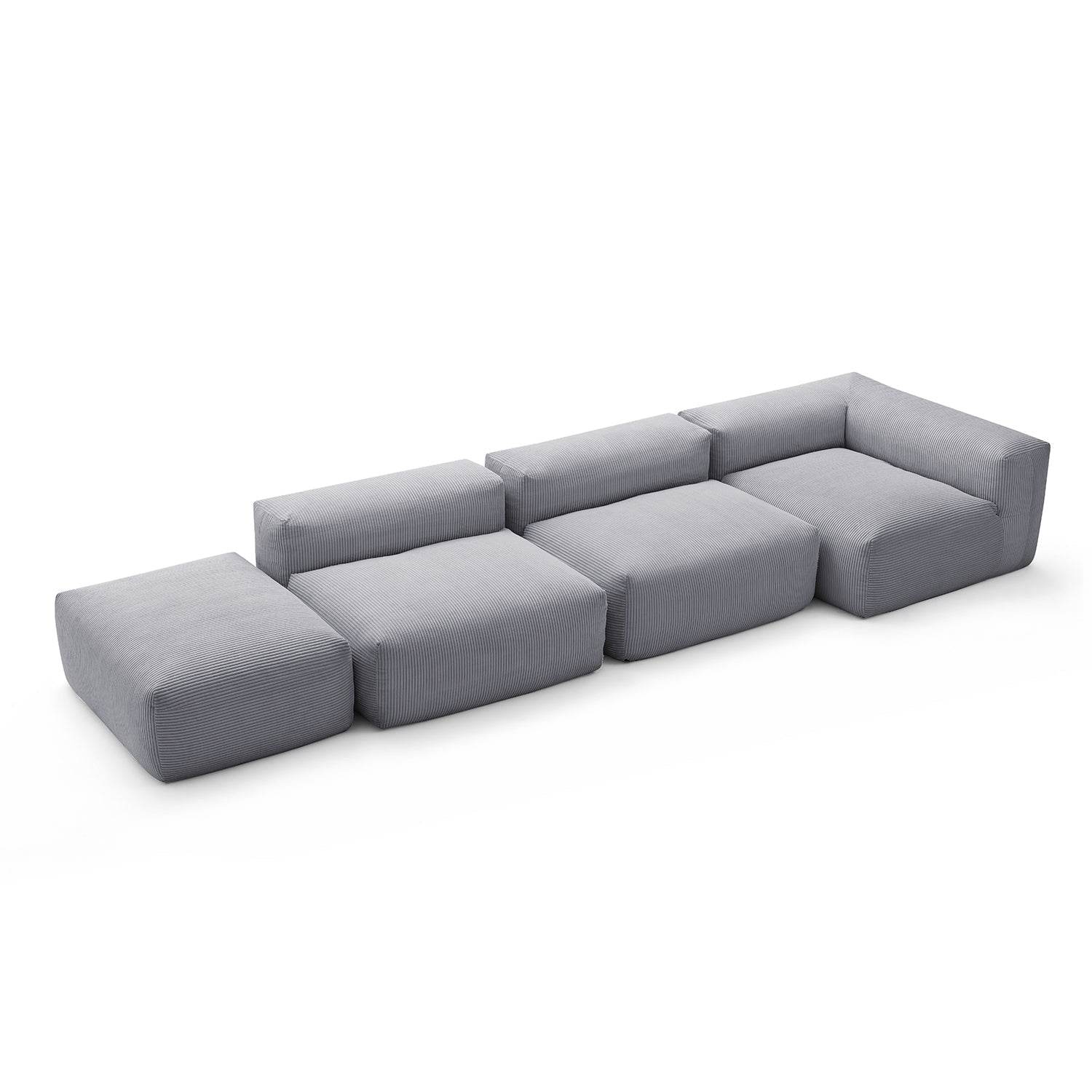 Mellow Half-Closed Sectional with Ottoman - Valyouweho