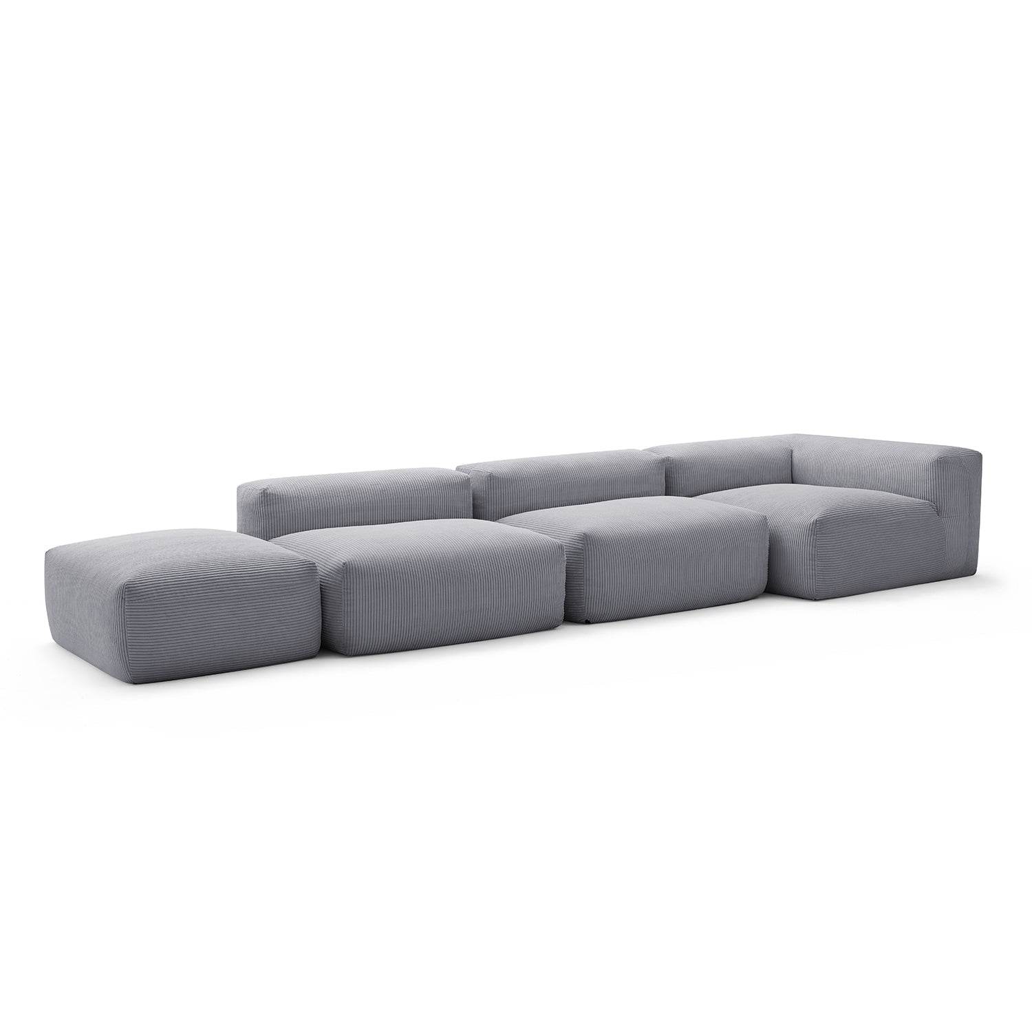 Mellow Half-Closed Sectional with Ottoman - Valyouweho