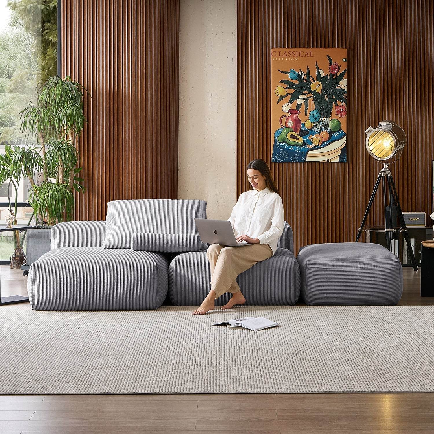 Mellow Open Sectional with Ottoman - Valyouweho