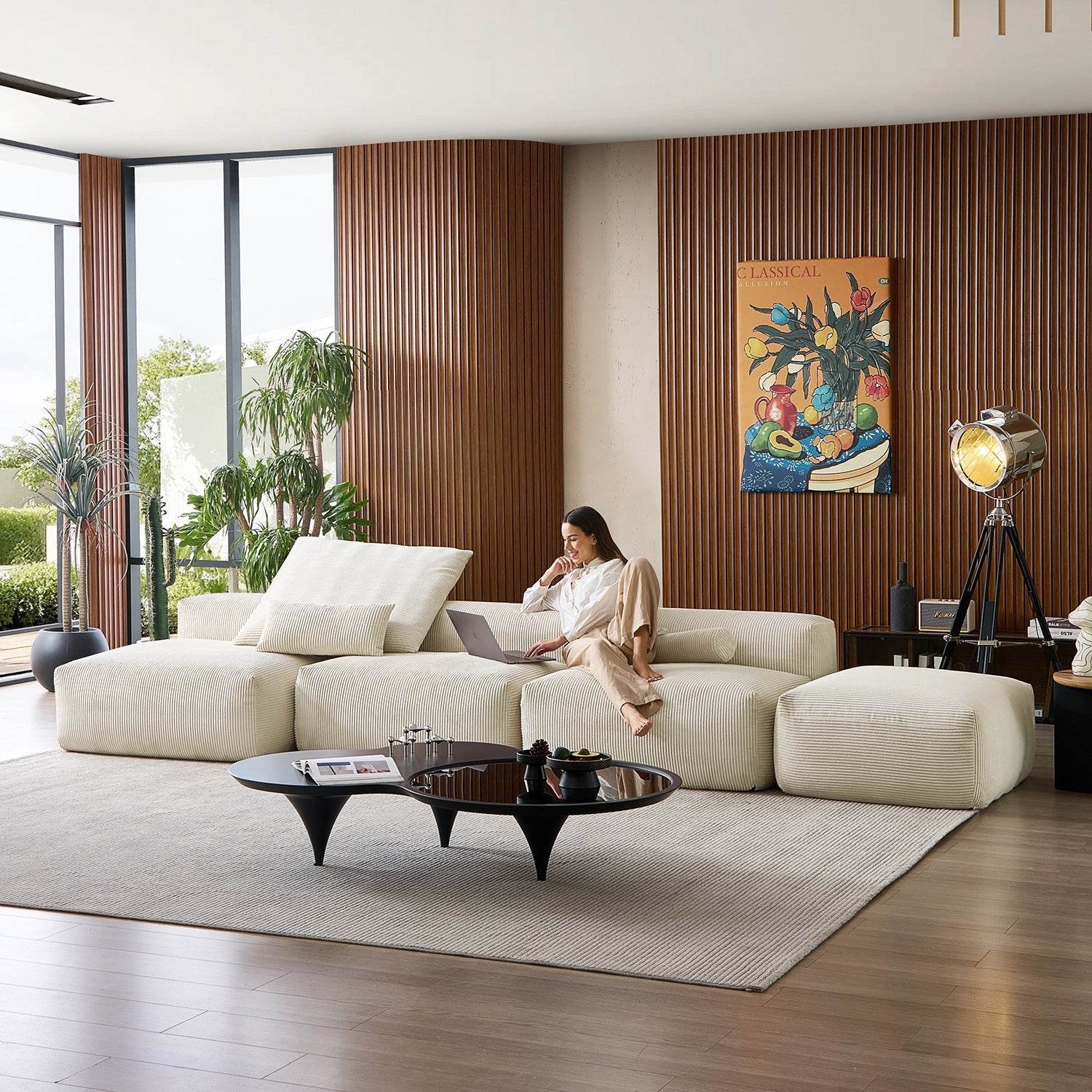 Mellow Open Sectional with Ottoman - Valyouweho