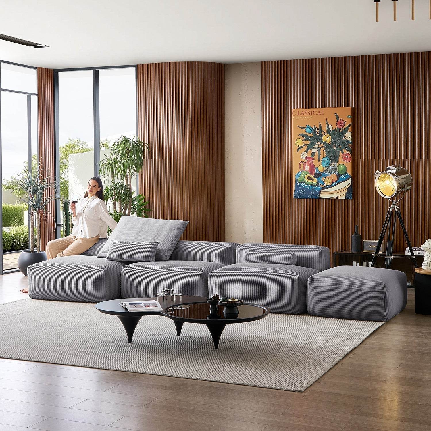 Mellow Open Sectional with Ottoman - Valyouweho