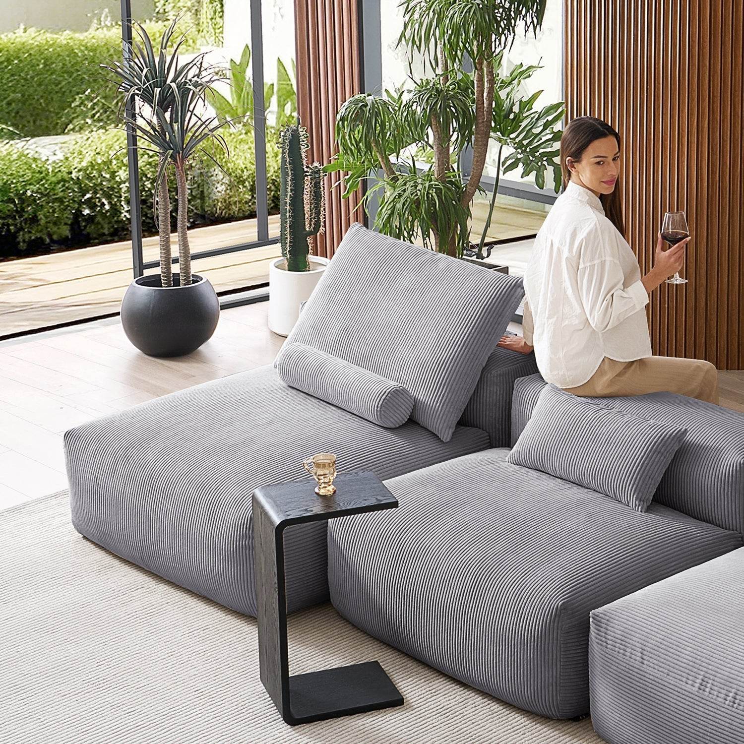 Mellow Open Sectional with Ottoman - Valyouweho