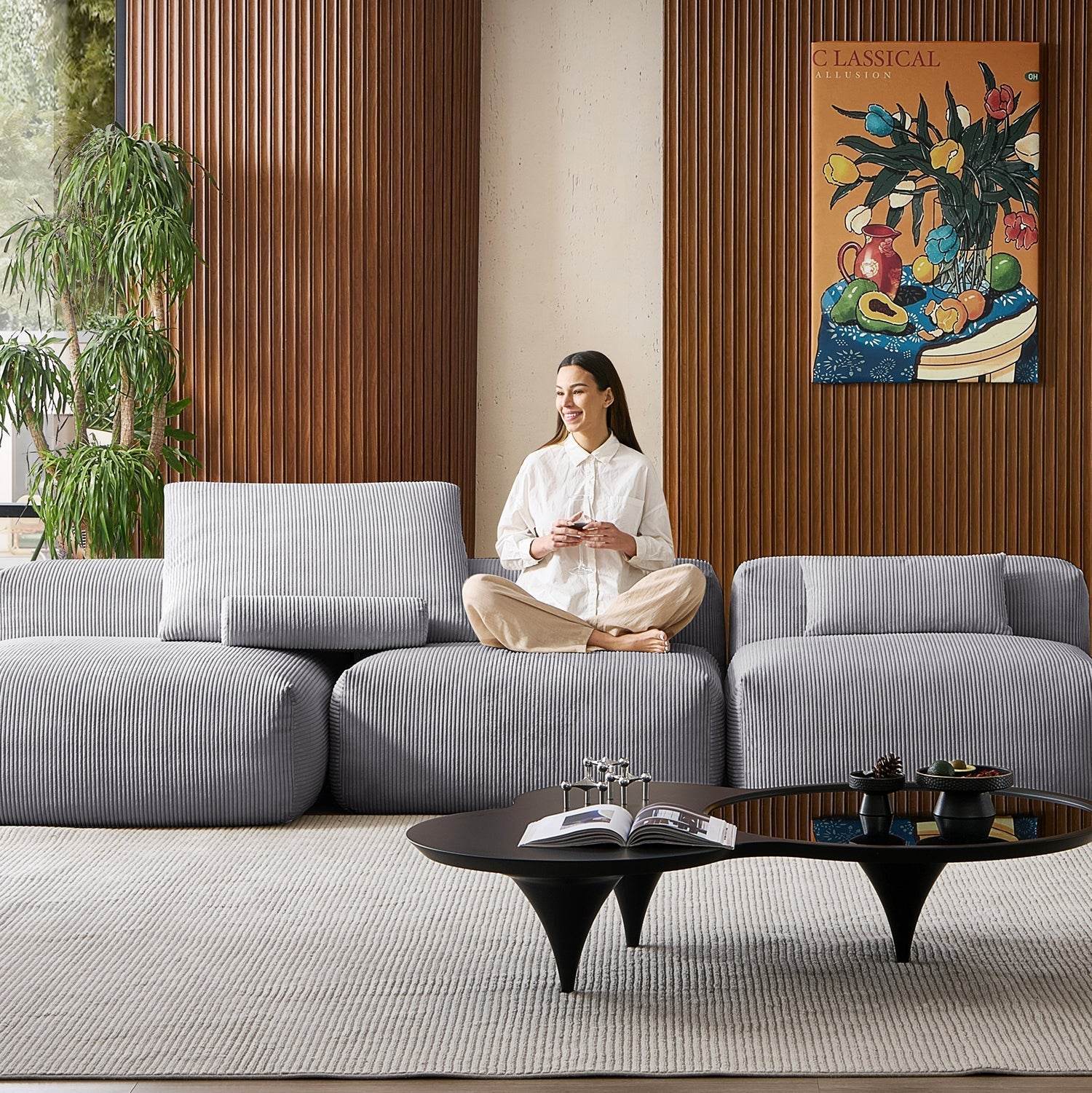 Mellow Open Sectional with Ottoman - Valyouweho