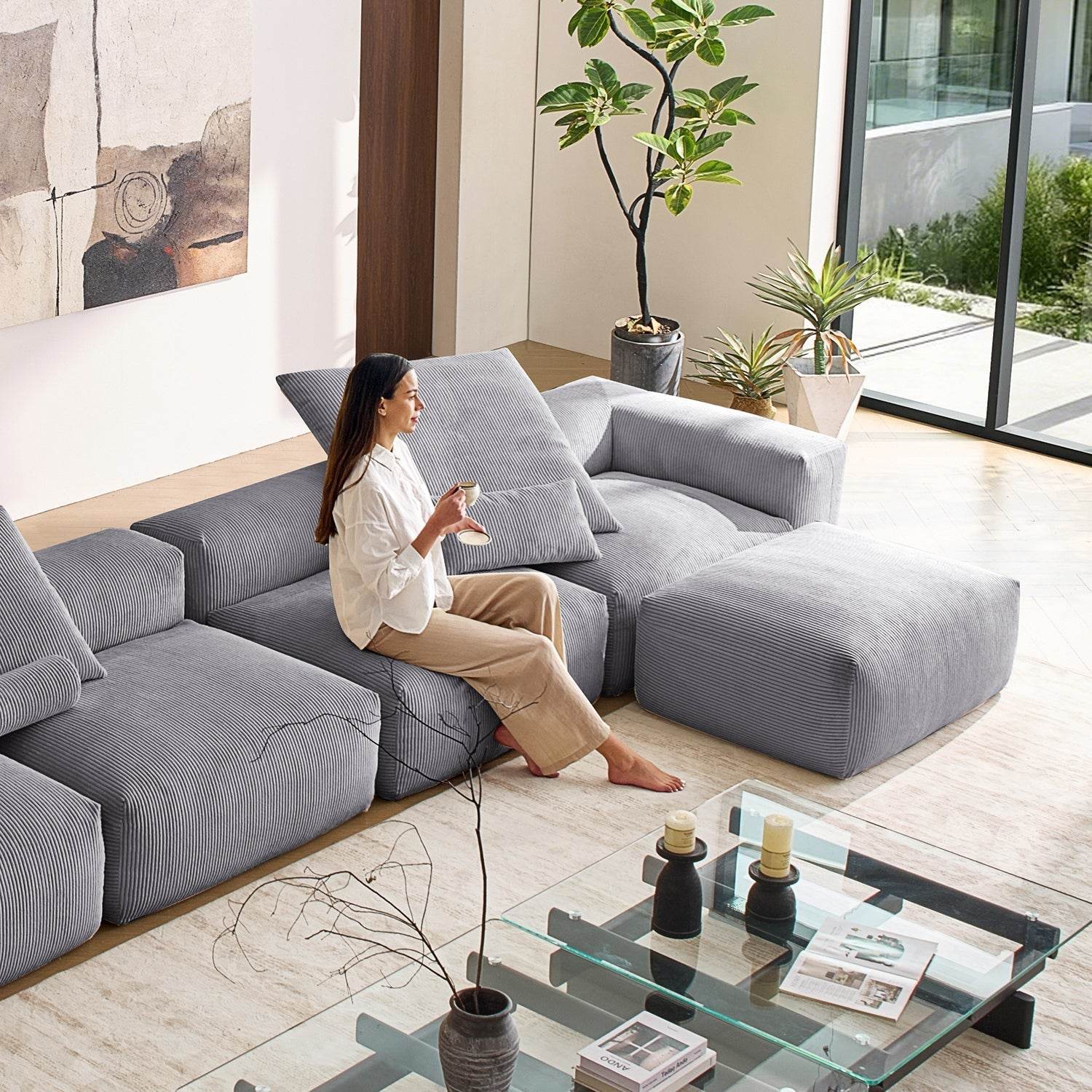 Mellow Sectional with Ottoman - Valyouweho