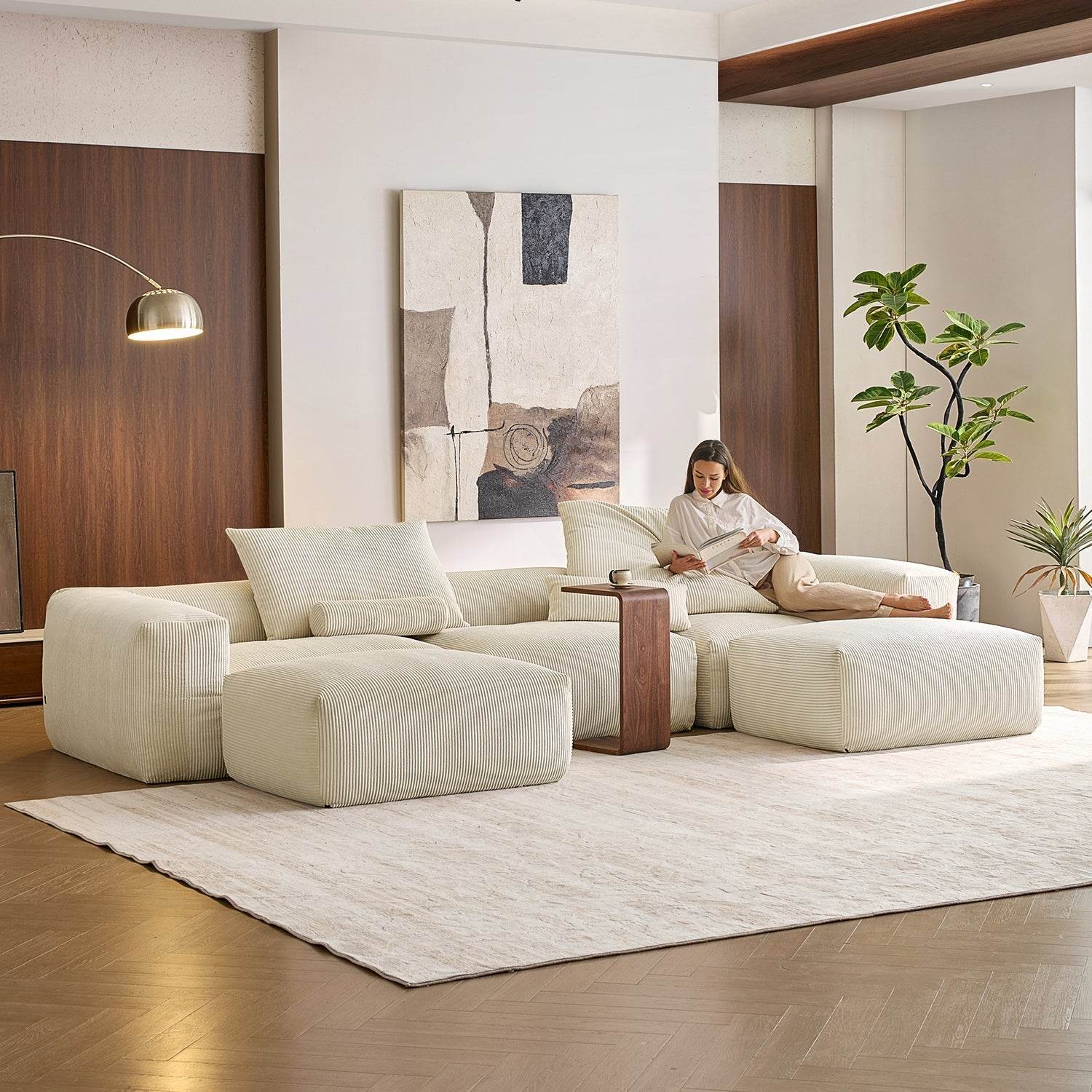 Mellow U Sectional with Ottoman - Valyouweho