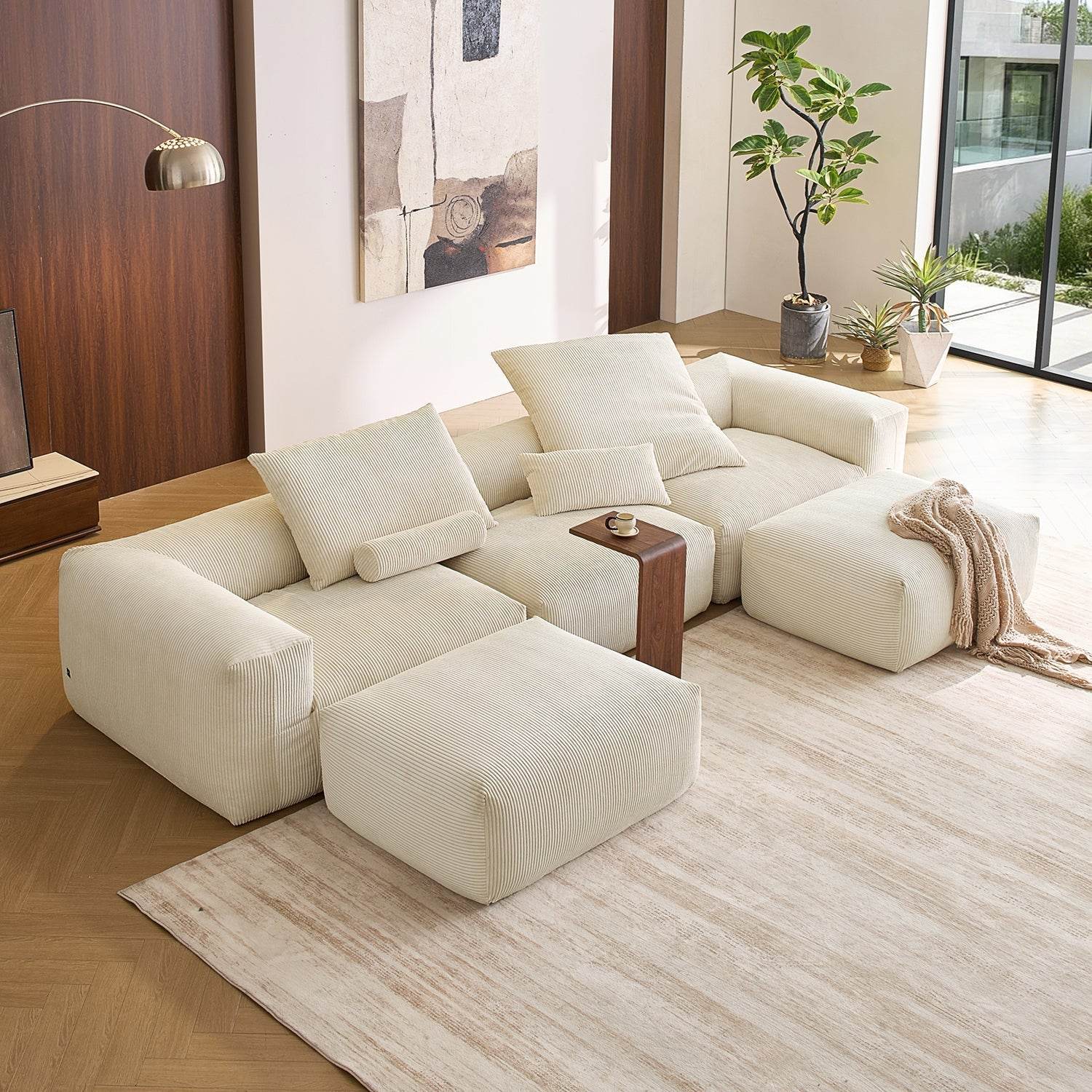 Mellow U Sectional with Ottoman - Valyouweho