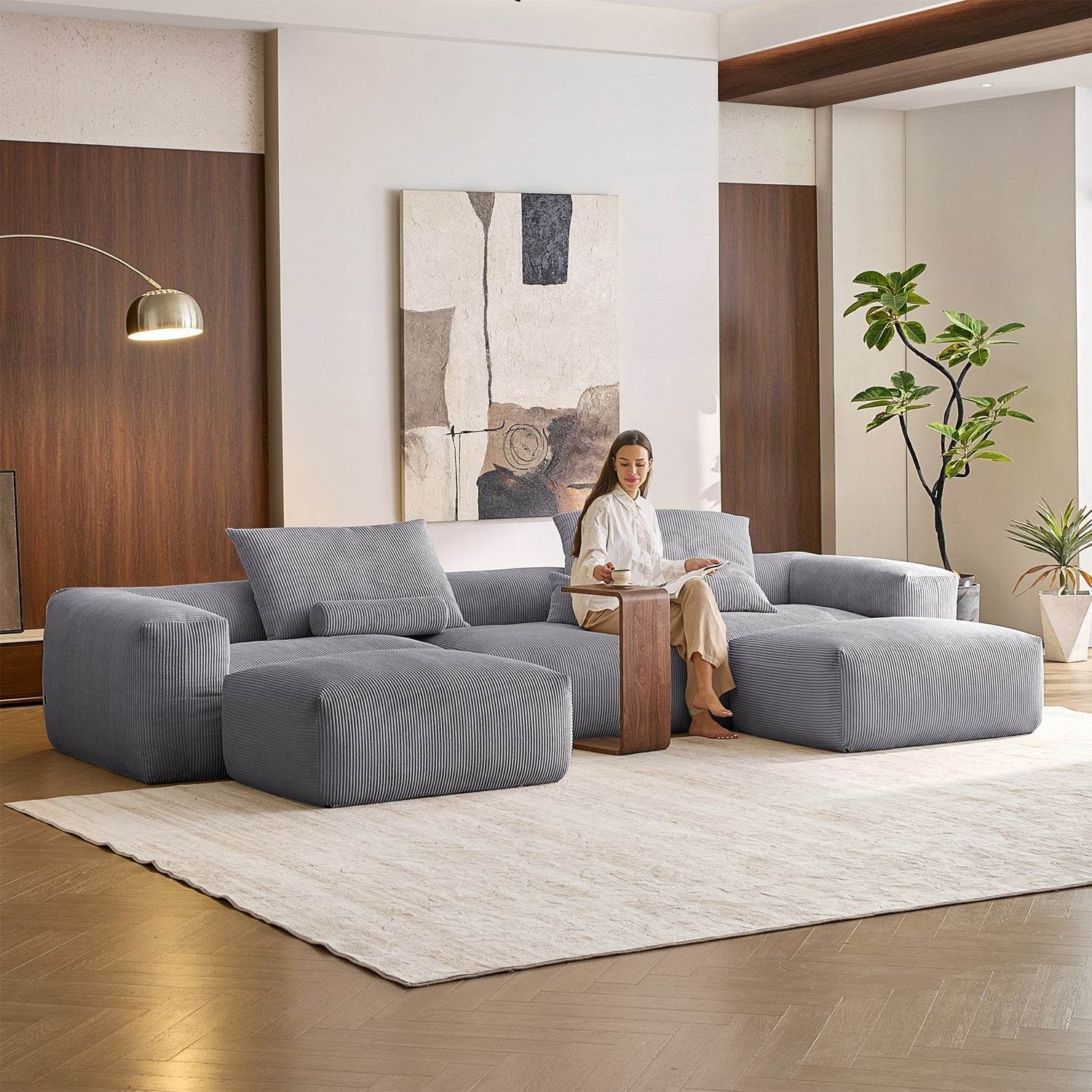 Mellow U Sectional with Ottoman - Valyouweho