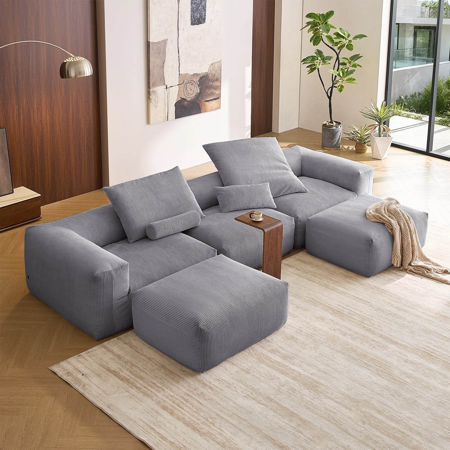Mellow U Sectional with Ottoman - Valyouweho
