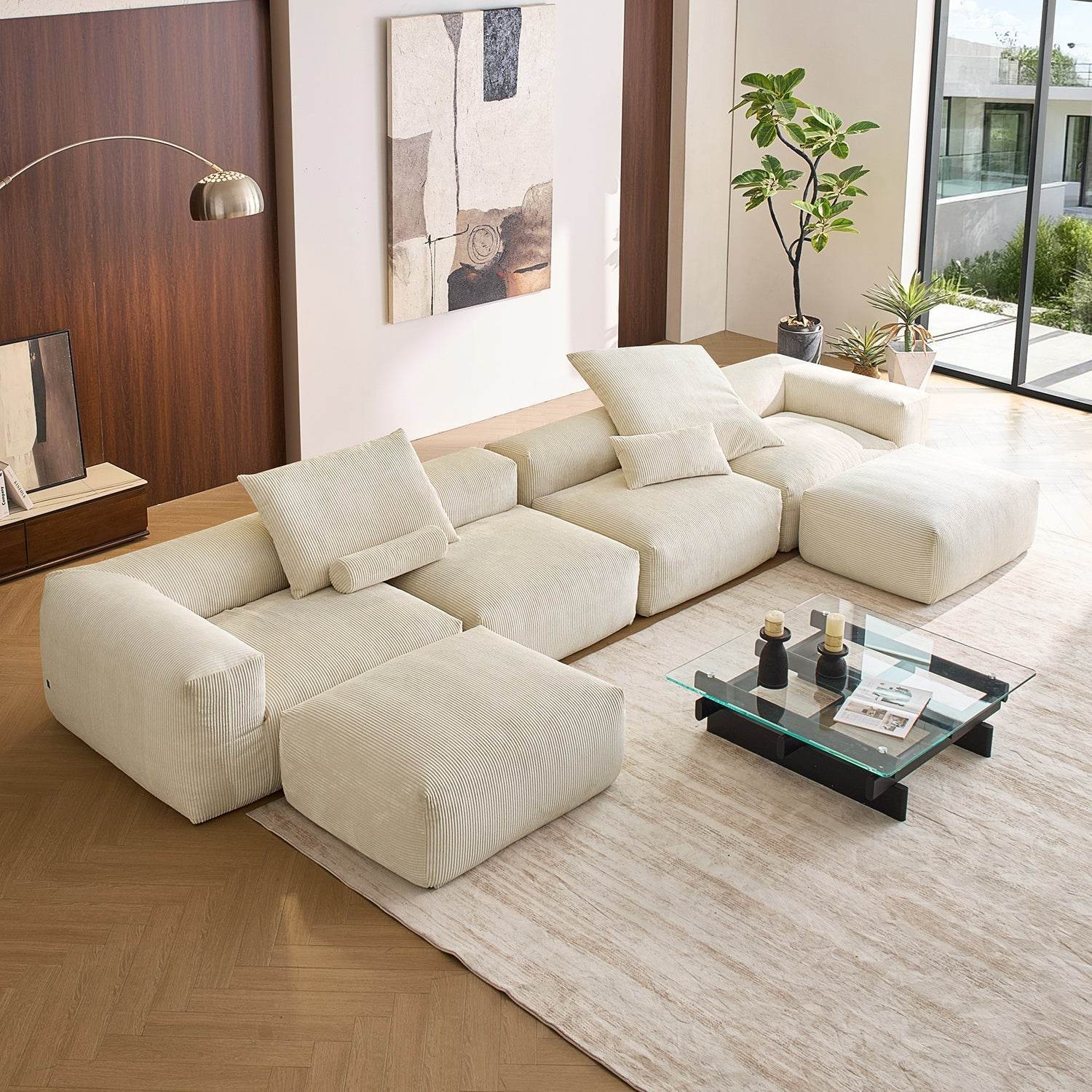 Mellow U Sectional with Ottoman - Valyouweho