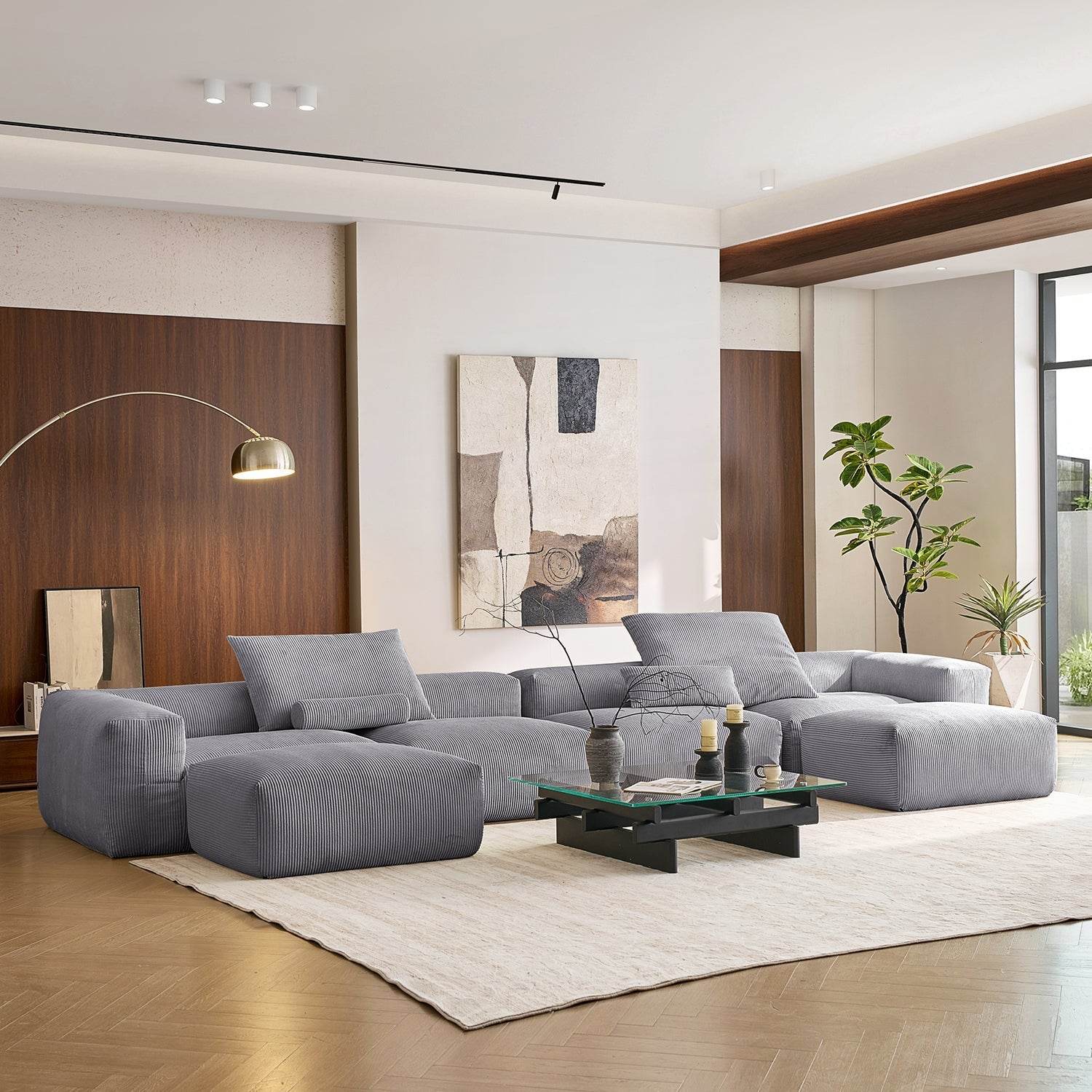 Mellow U Sectional with Ottoman - Valyouweho