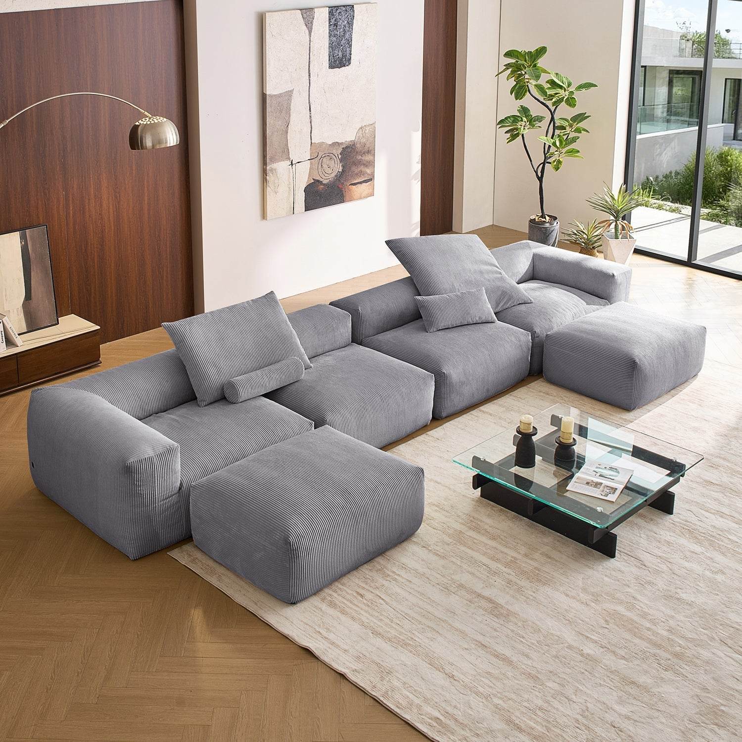Mellow U Sectional with Ottoman - Valyouweho