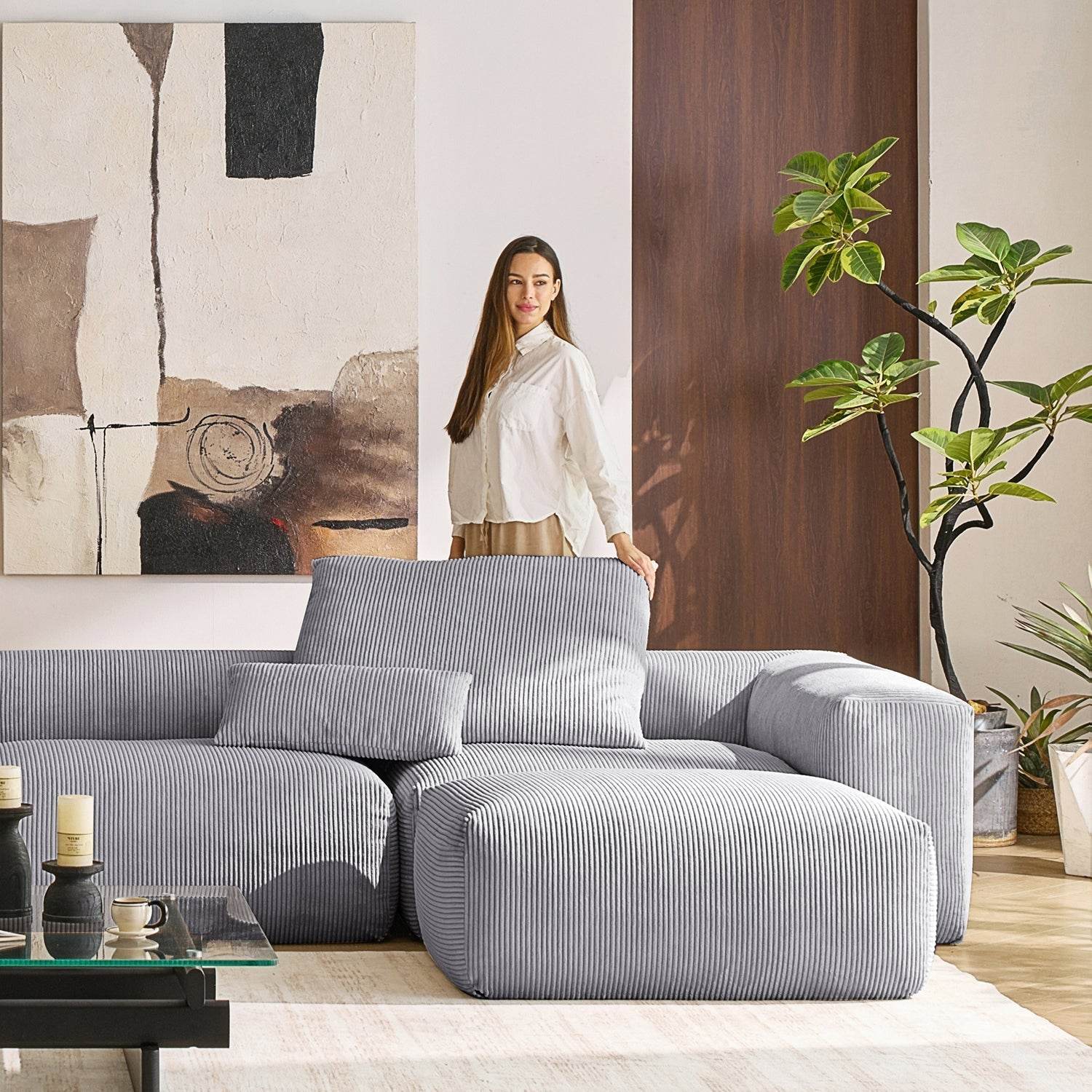 Mellow U Sectional with Ottoman - Valyouweho