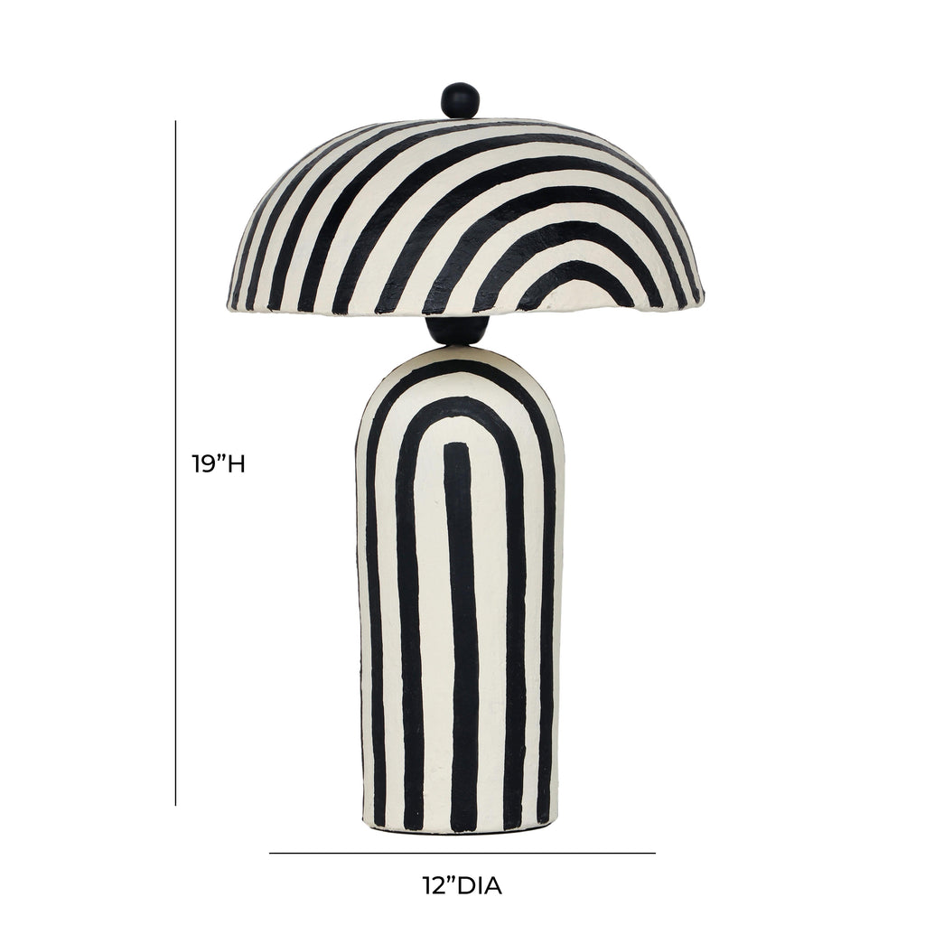 Maiori Striped Papier Mache Table Lamp