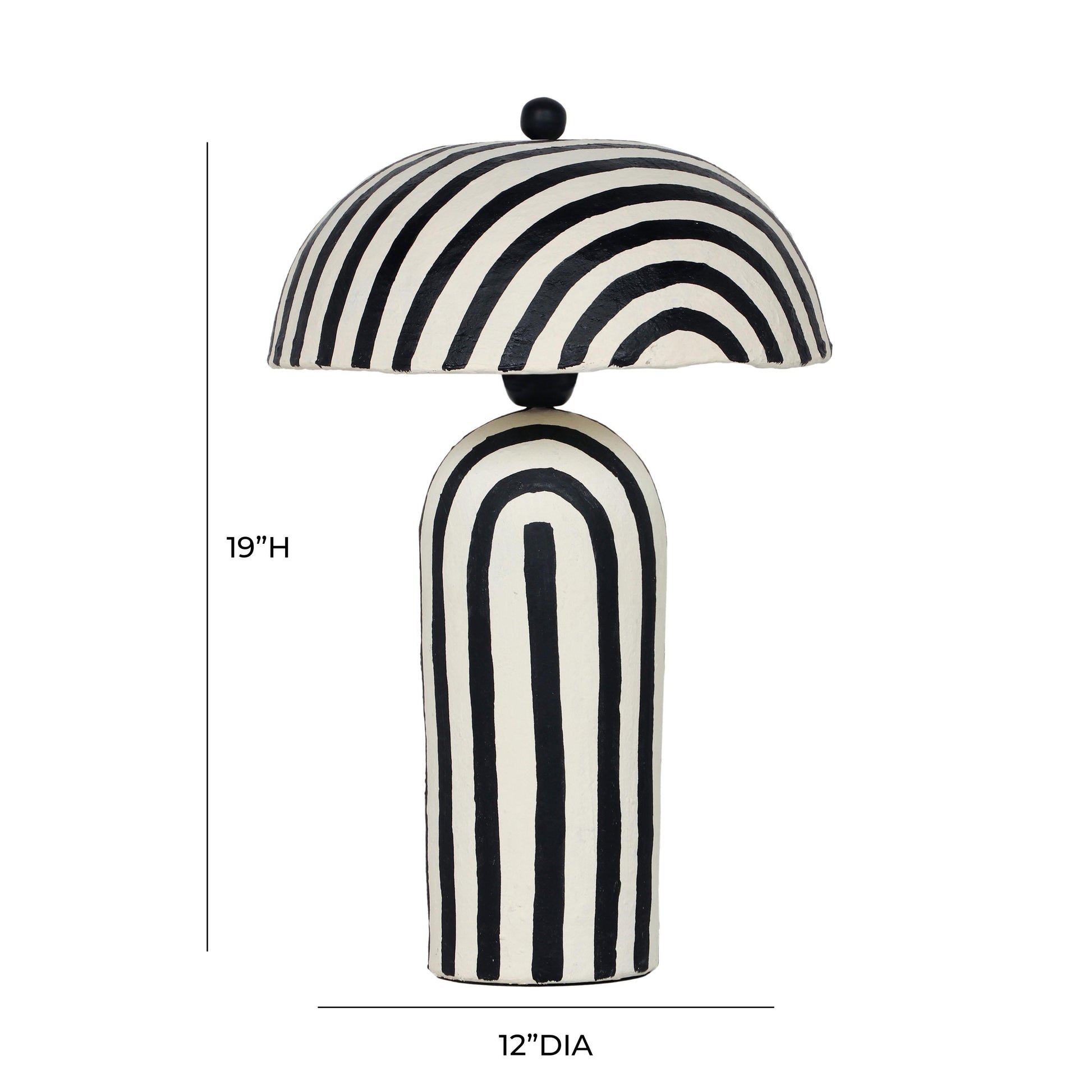 Maiori Striped Papier Mache Table Lamp