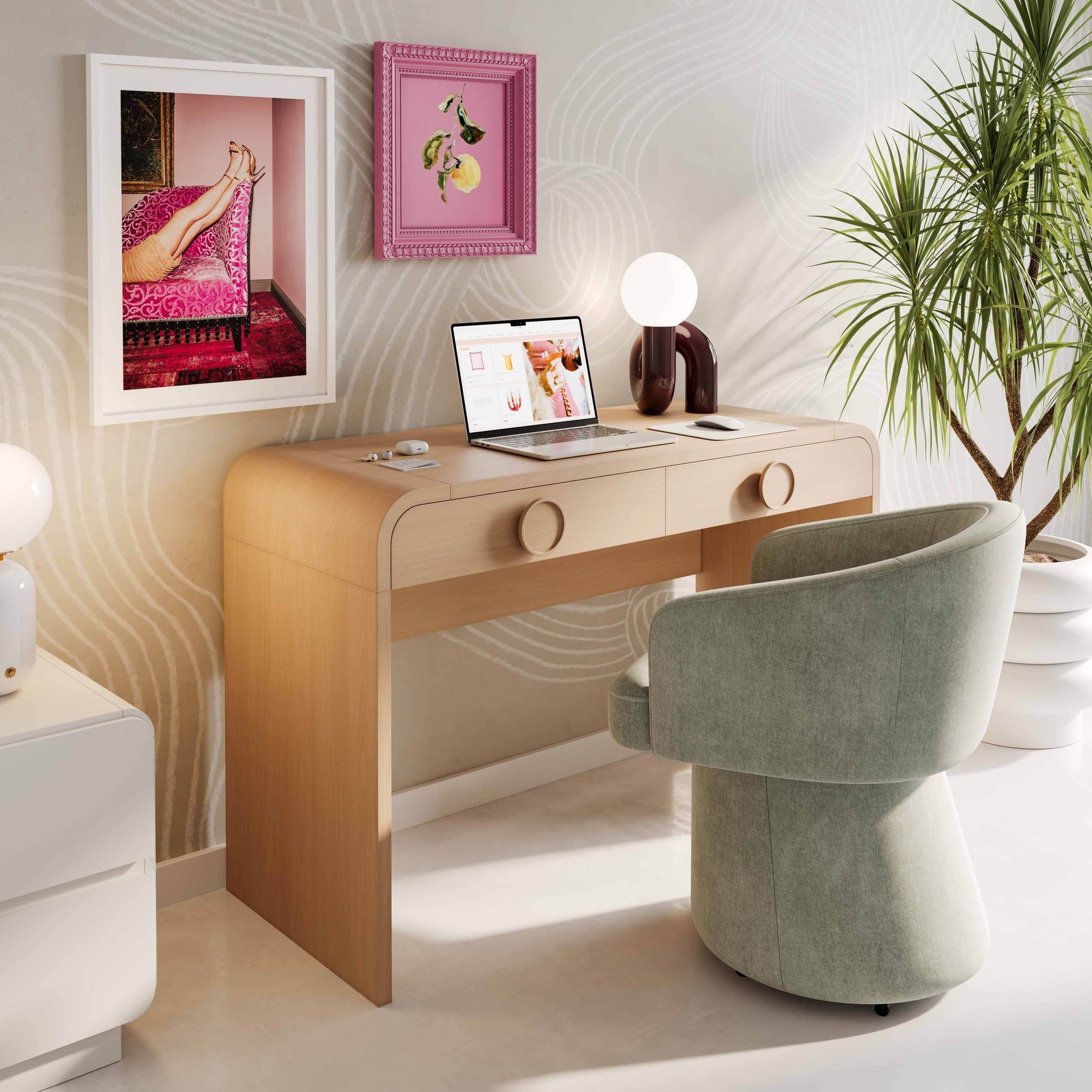 Moonrise Vanity Desk with Mirror - Valyouweho